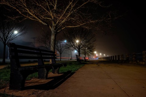Foggy night in Sheepshead Bay