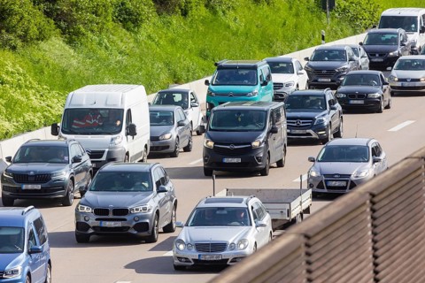 Slow-moving traffic on the A4