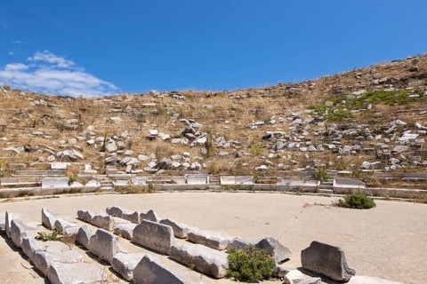 Ruins of the theatre in the ancient city of Delos