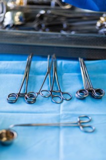 Surgical instruments during an operation in hospital