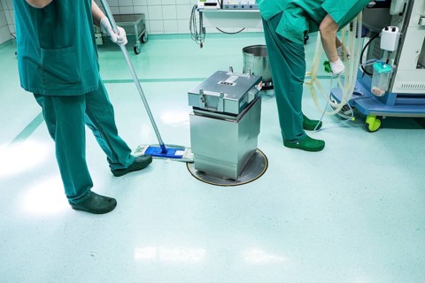 Cleaning an operating theatre after an operation