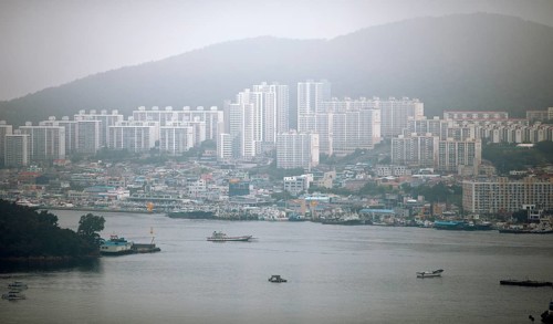 Yeosu city view in the morning mist