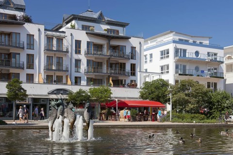 Promenade with shops and apartments at Timmendorfer Strand