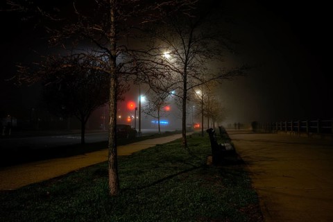 Foggy night in Sheepshead Bay