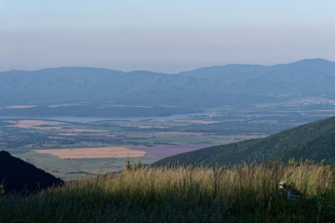 Mountain landscape of the Balkan Mountains and the forested slopes of the Balgarka nature park Park in Central Bulgaria. Shipka