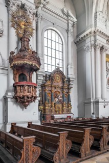 Pulpit and side altar