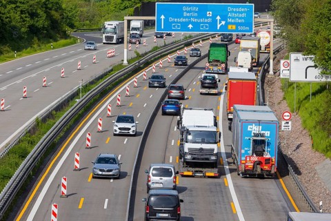 Slow-moving traffic on the A4