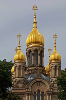 Russian Orthodox Church of St Elisabeth in Wiesbaden on the Neroberg with golden domes