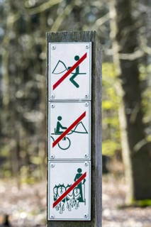 Prohibition signs forbidding horseback riding
