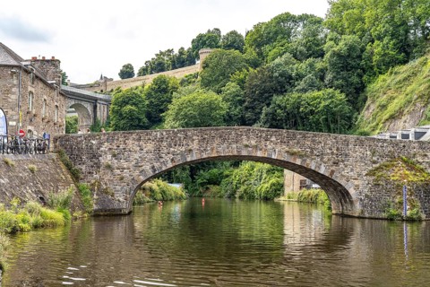 Stone bridge over the river Rance in Dinan