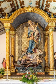 Madonna in the interior of the chapel Capela de Nossa Senhora da Guia in Vila do Conde