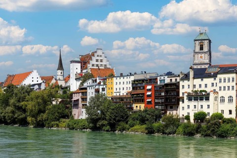 Old town houses on the banks of the Inn