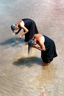 Women washing hair