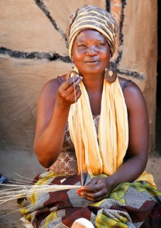 Woman doing needlework