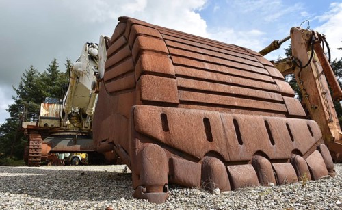 Excavator bucket of a tracked excavator in Denmark