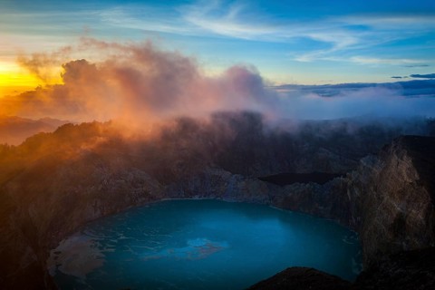 Sunrise at Kelimutu Volcano