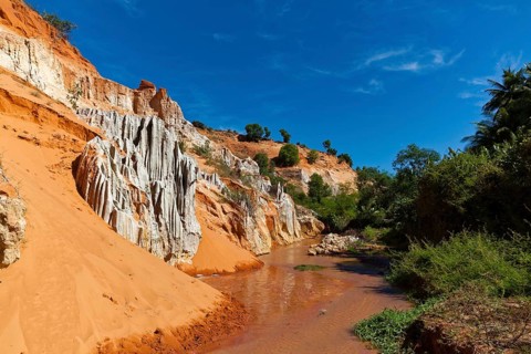 Small river Suoi Tien or Fairy stream by sand dunes and rocks