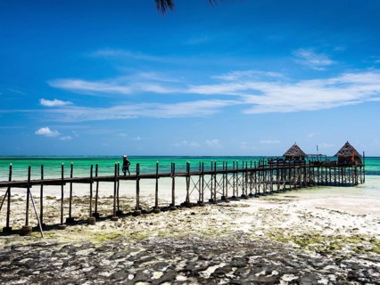 Beach and jetty at low tide