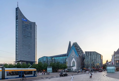 City view of Leipzig in the evening