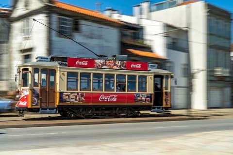 Historic tram Electrico in motion