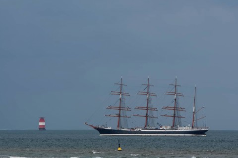 Three-masted barque Alexander von Humboldt in the Weser fairway off Minsener Oog