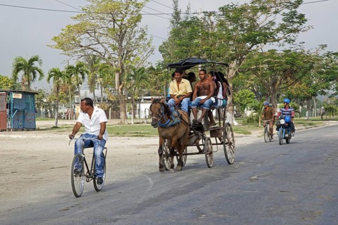 Public transport by horse and carriage in Granma