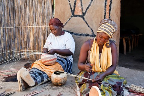 Women doing needlework