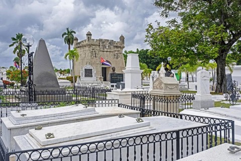Santa Ifigenia Cemetery with final resting places of famous Cubans like Fidel Casto and Jose Marti in Santiago de Cuba on the island Cuba