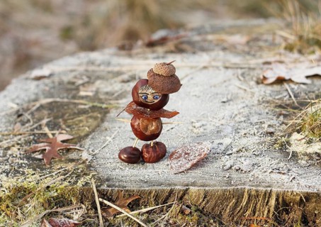 Funny chestnut figure in winter