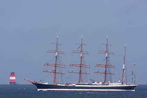 Three-masted barque Alexander von Humboldt in the Weser fairway off Minsener Oog