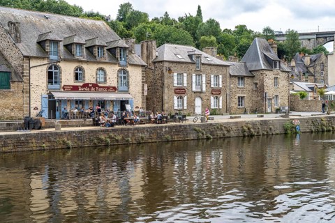 Medieval buildings on the river Rance in Dinan