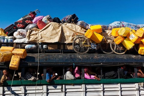 Fully loaded truck bus