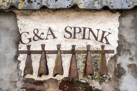 Old traditional fish smokehouse with stylised smokies