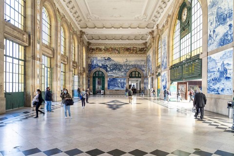 Porch of the Porto Sao Bento railway station in Porto