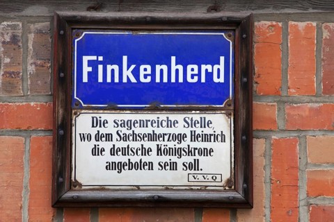 Finkenherd street sign in the town Quedlinburg