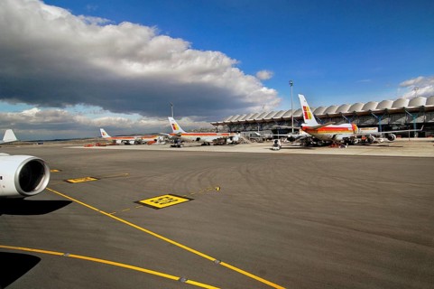 Airfield with 3 Iberia jets