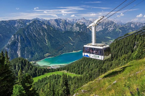 Rofanseilbahn with Achensee and Karwendel Mountains