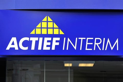 Signboard with logo for temporary employment agency Actief Interim
