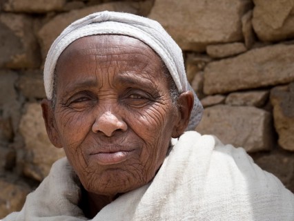Old woman with wrinkles