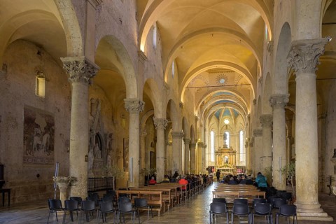 Interior view of the Cathedral di San Cerbone during a Mass on Holy Thursday