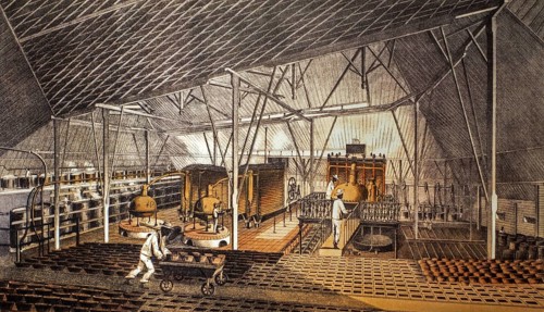 1856 lithograph showing African slaves and Chinese wage-laborers working in the La Ponina sugar factory near Cardenas