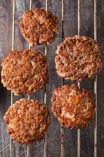 Top view burger patties tray