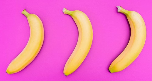 Top view arrangement three bananas