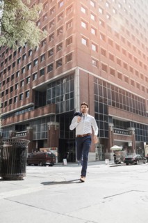 Businessman running work