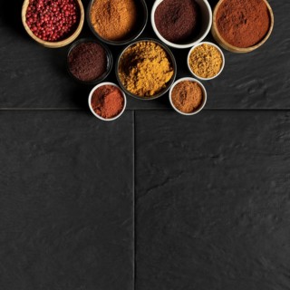 Bowls with condiments copy space