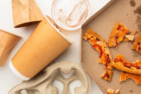 Leftover pizza food disposable cup