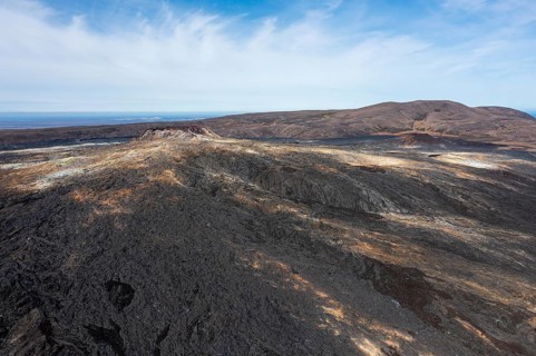 Fagradalsfjall volcano and cooled lava