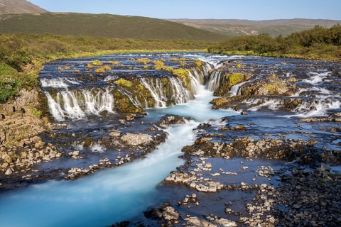 Bruarfoss waterfall in summer