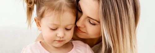 Beautiful daughter mother spending time together home