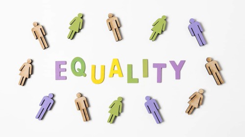Equality lettering with people surroundings